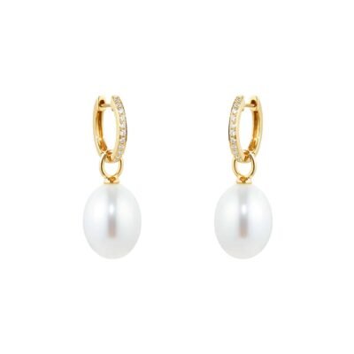 Kiki Classics 18ct Yellow Gold, Pearl Drops With 0.13cttw Diamond Hoop