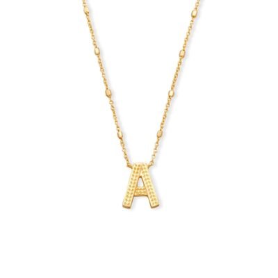 Letter A Pendant Necklace in Gold