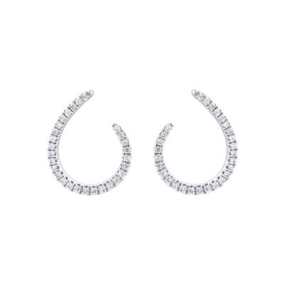 9ct White Gold 0.25cttw Diamond Open Hoop Earrings
