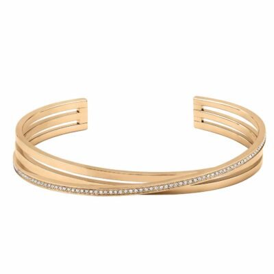 Rose Gold Coloured Stainless Steel & Cubic Zirconia Saya Bracelet