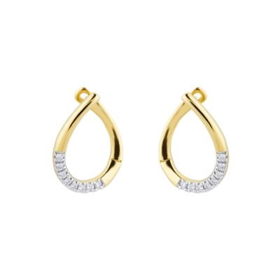 9ct Yellow Gold 0.10ct Diamond Tear Drop Hoop Earrings