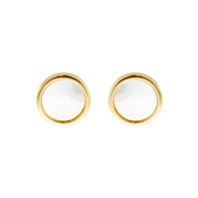 9ct Yellow Gold Mother Of Pearl Stud Earrings