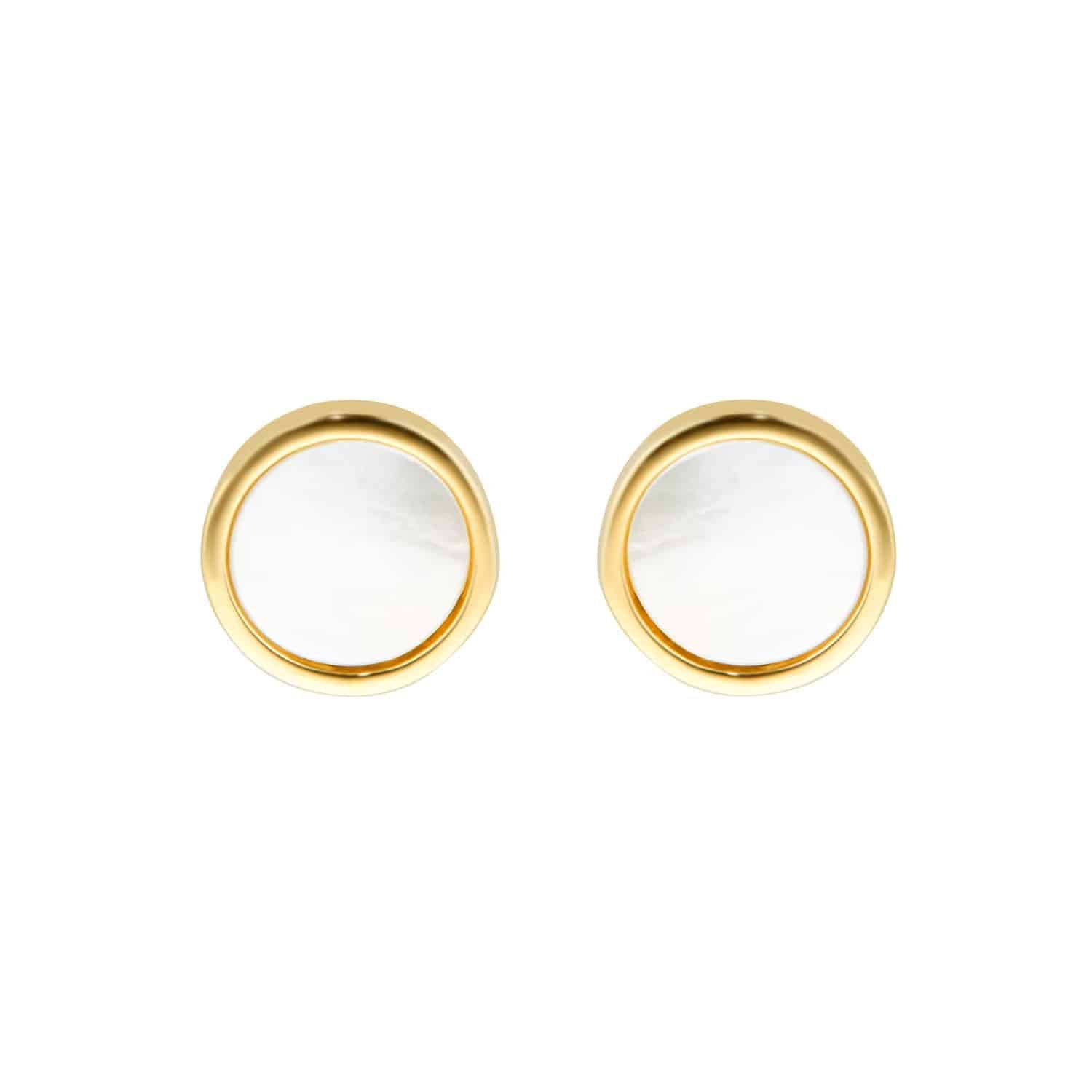 9ct Yellow Gold Mother Of Pearl Stud Earrings