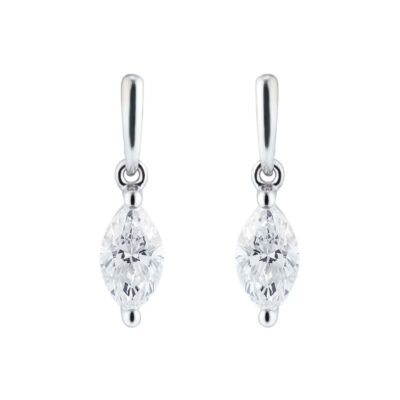 9ct White Gold 0.46cttw Marquise Diamond Drop Earrings