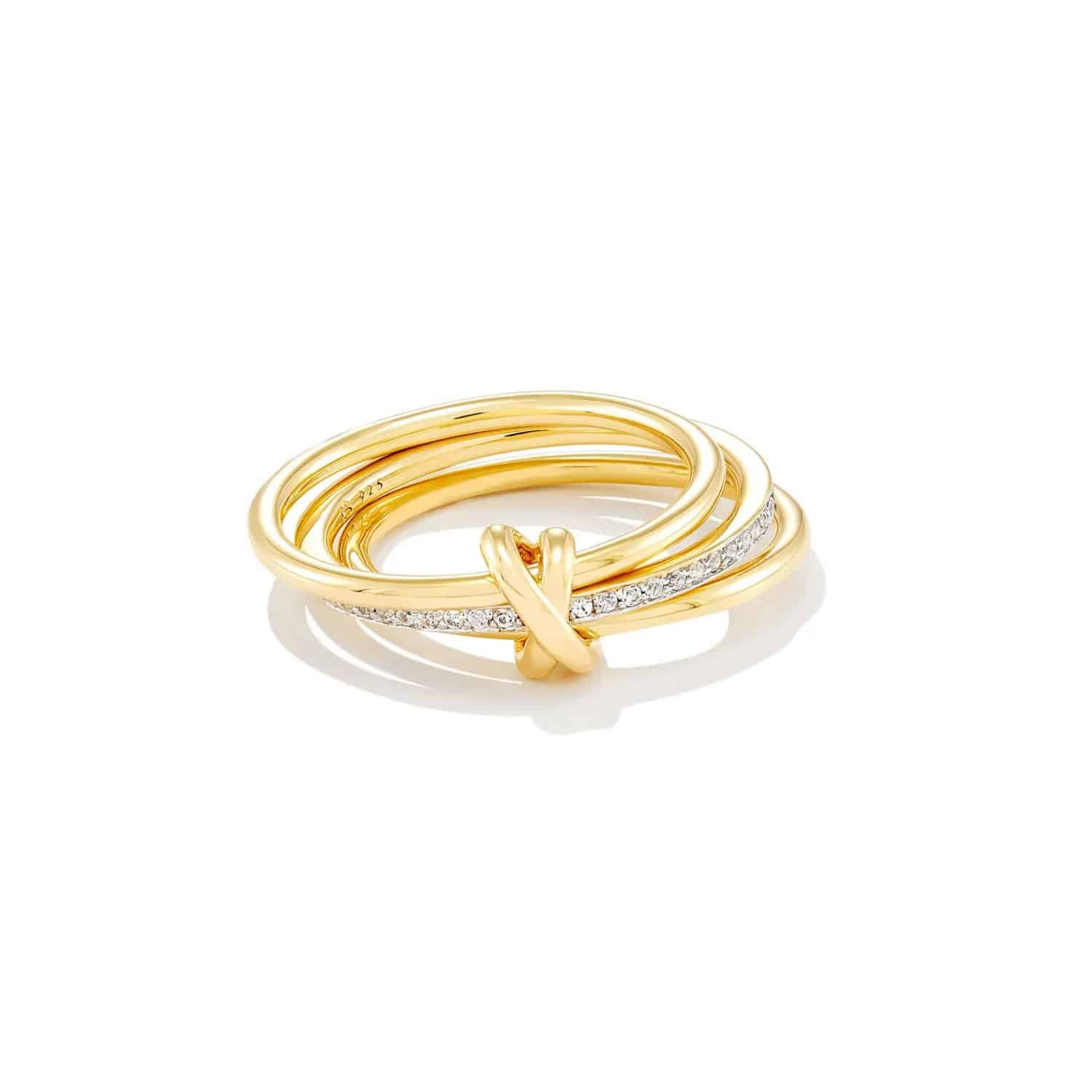 Tia 18k Gold Vermeil Band Ring in White Sapphire - Image 4
