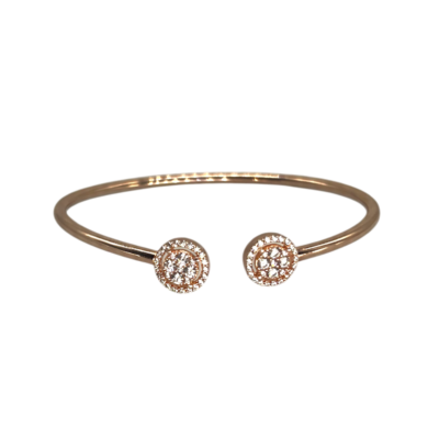 Bracelet Jonc Argent Rose Motifs Cercles Pavés