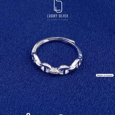 Bague Argent 925 Anneau Large Double Sertissage