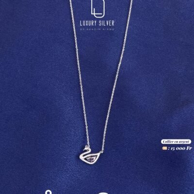 Collier Argent Motif Cygne à pierre dansante