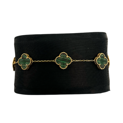Fétiche Or Jaune 18k Malachite Trèfles