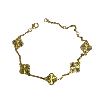 Bracelet Or jaune 18 carats Trèfles guillochés