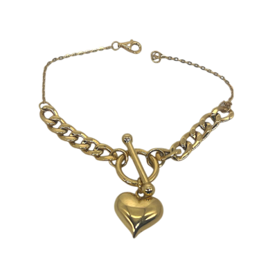 Fétiche Or Jaune 18K Maille Gourmette Pendentif Cœur