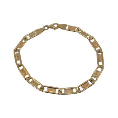 Fétiche Or 18K Maillons Rectangulaires Cisclés