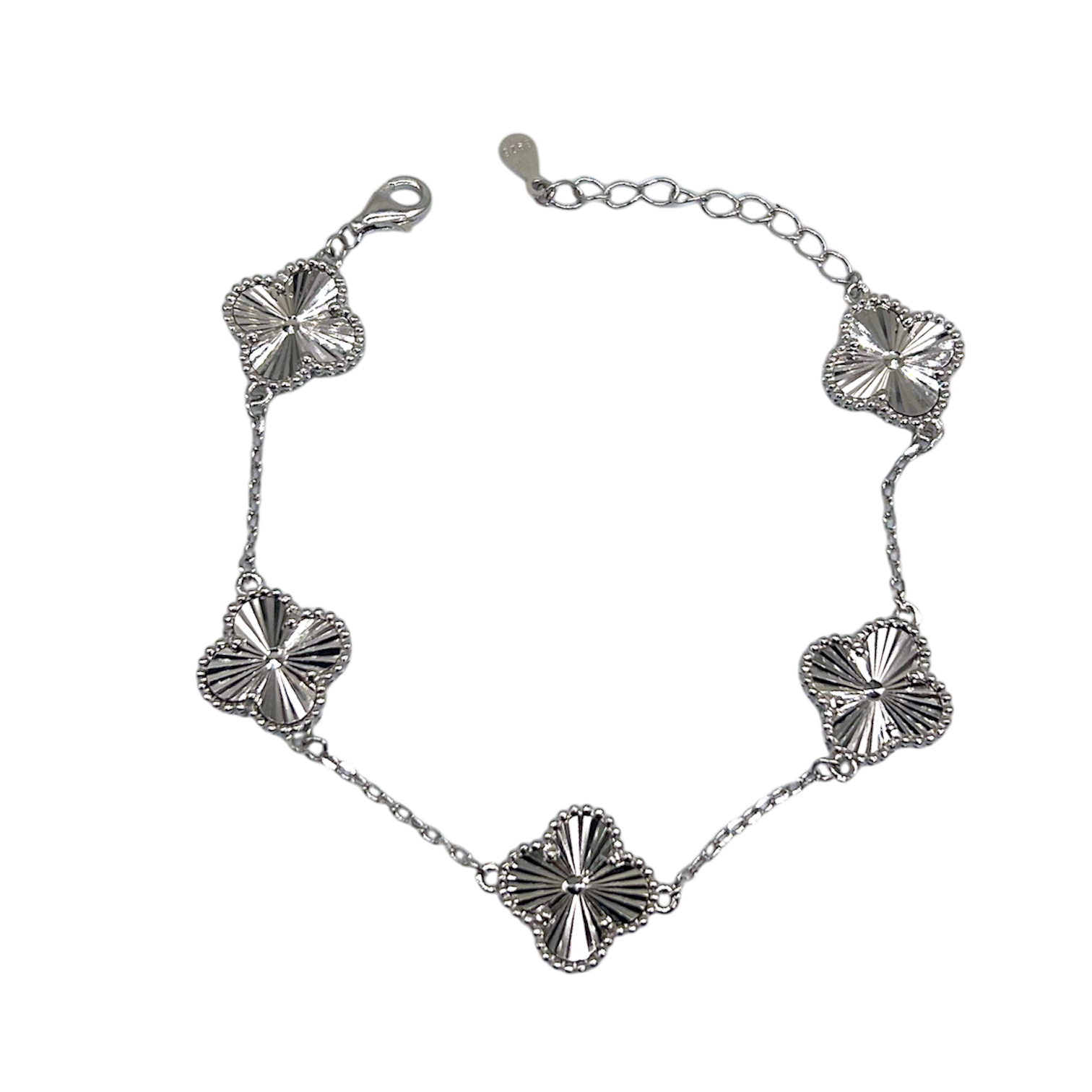 Fétiche Argent 925 Trèfles Guillochés