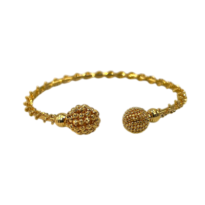 Bracelet Jonc Or Jaune 22K Boules Perlées