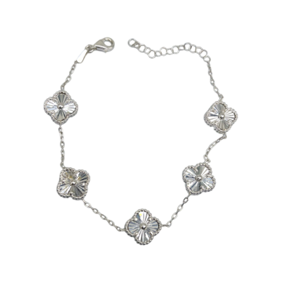 Fétiche Argent 925 Trèfles Guillochés