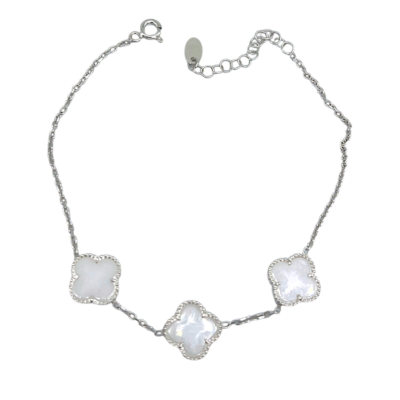 Fétiche Argent 925 Trèfles Nacre