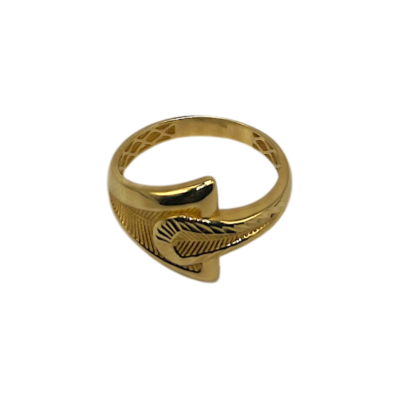 Bague Or jaune 18 carats Plume stylisée