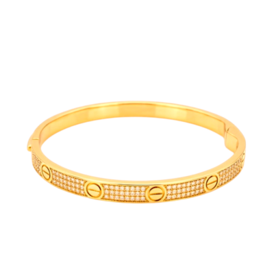 Bracelet Or Jaune 18 Carats Motifs Vis Pavés