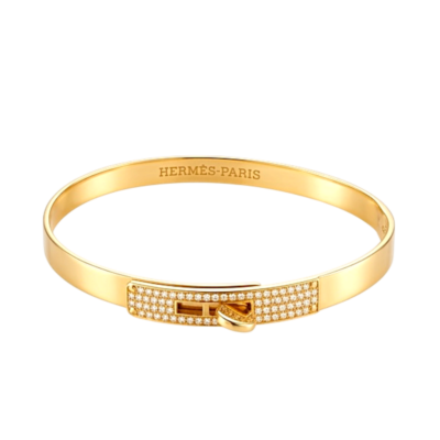 Bracelet Or Jaune 18 Carats Motif Fermoir Touret Pavé