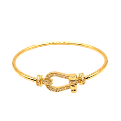 Bracelet Or Jaune 18 Carats Motif Manille Pavé